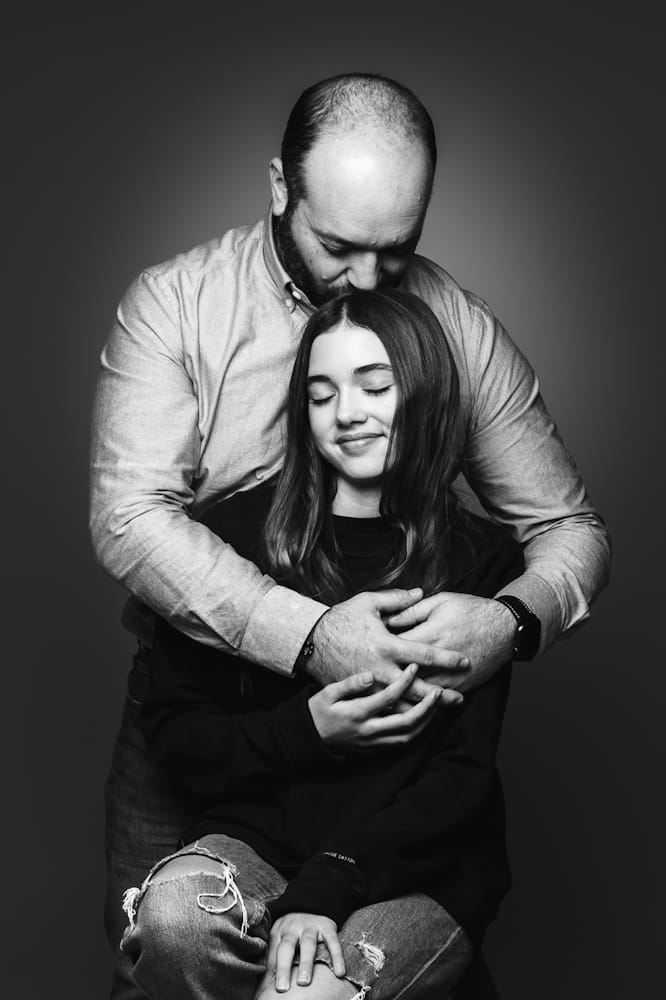 Portrait père fille en studio